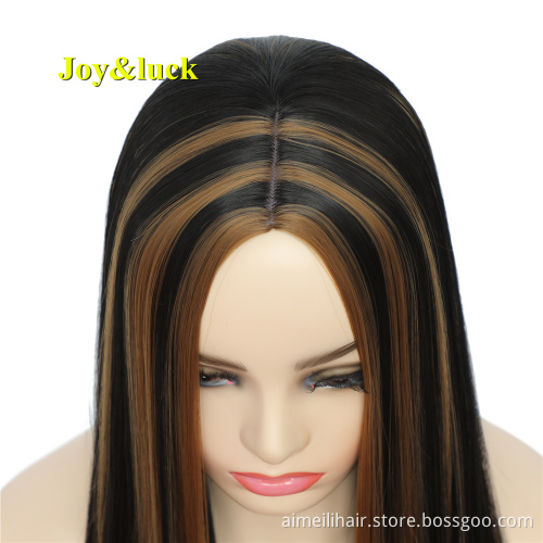 wholesale Piano Black and Brown For Women Ladies Hair Wigs With Bangs Cosplay or Daily Long Natural Straight Synthetic Hair Wigs